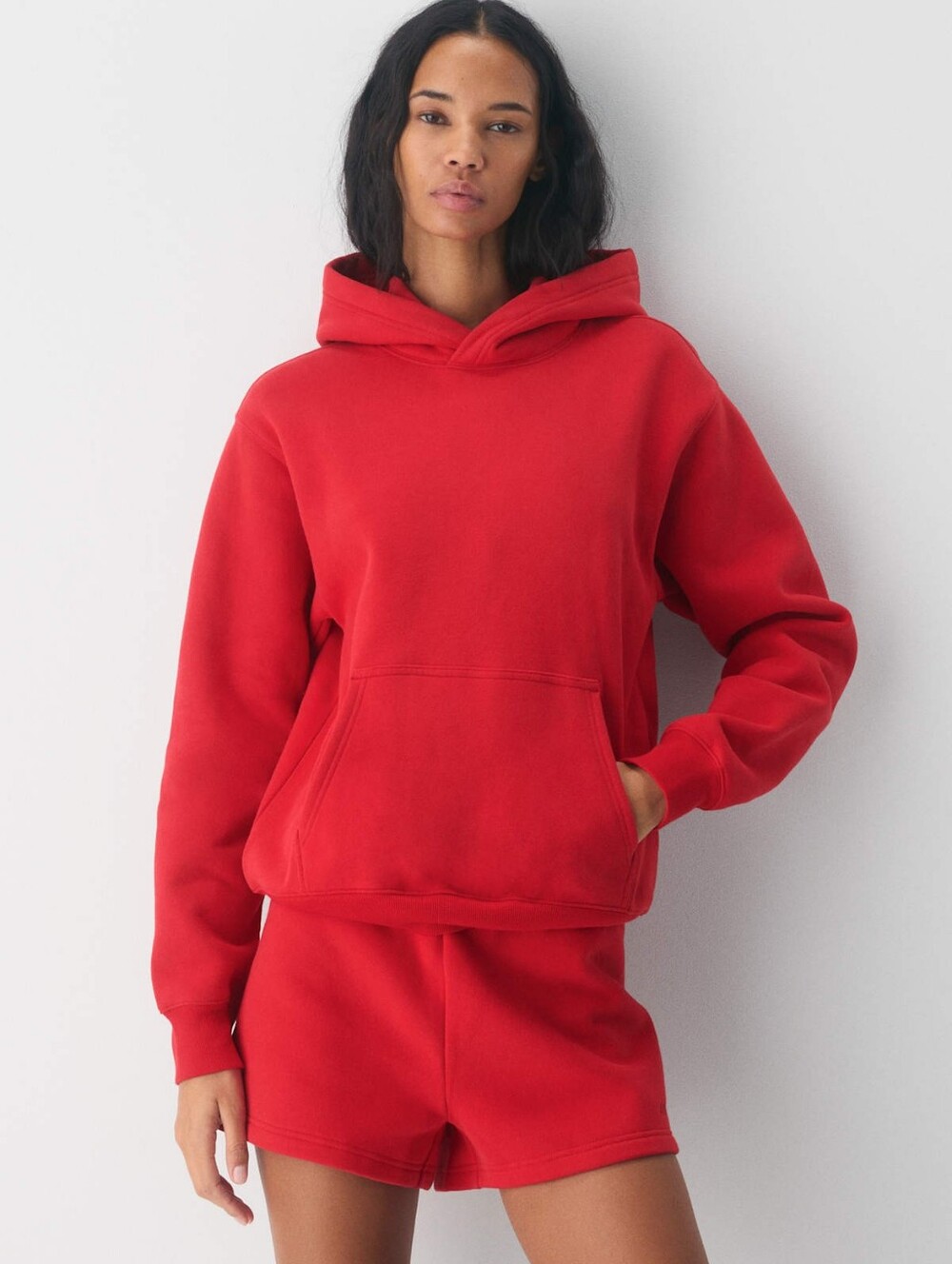 Aritzia Tna Cozy Sweatfleece Perfect Hoodie In Flashing Red Large